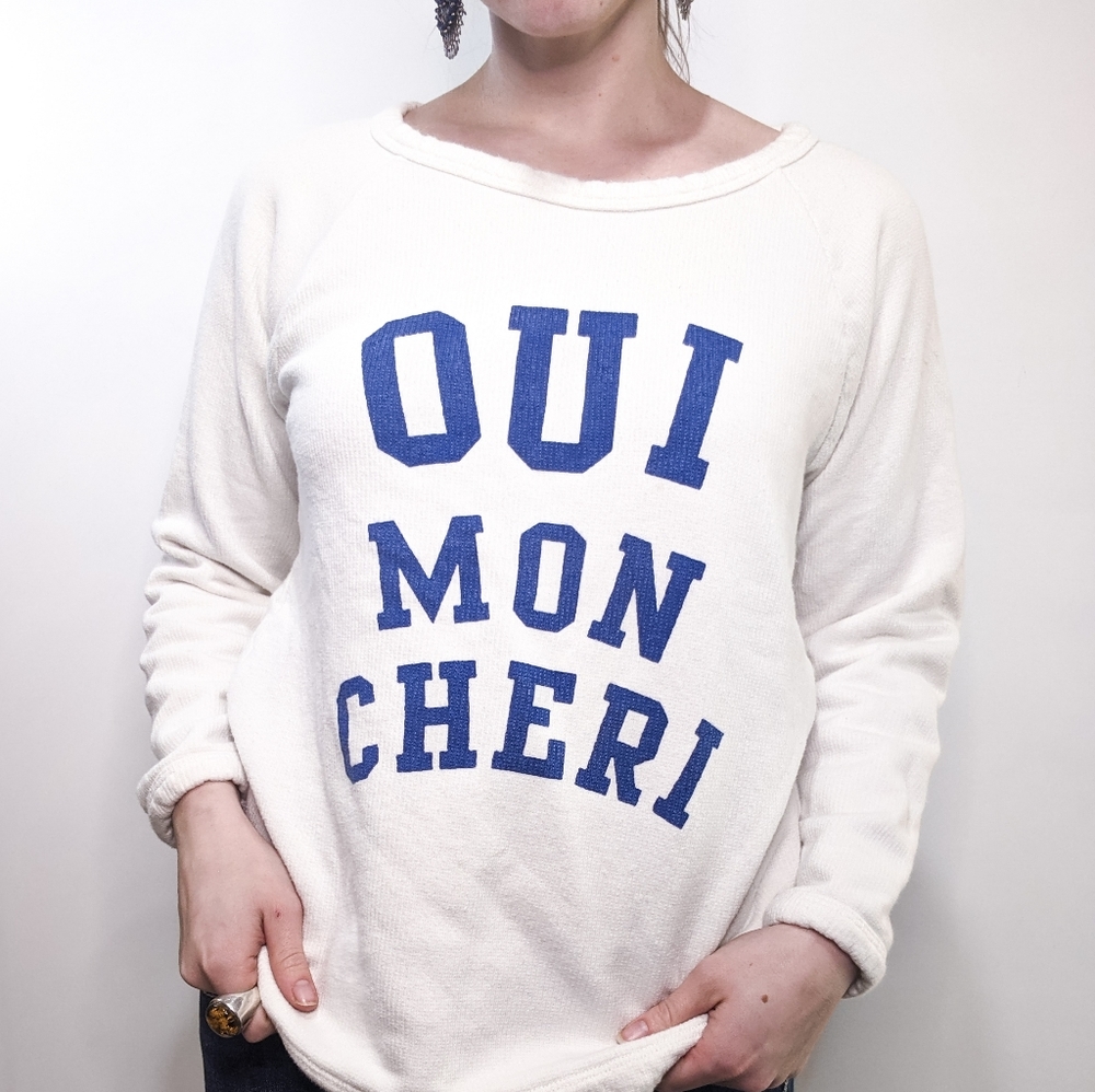 J. Crew White Sweatshirt with Blue Lettering